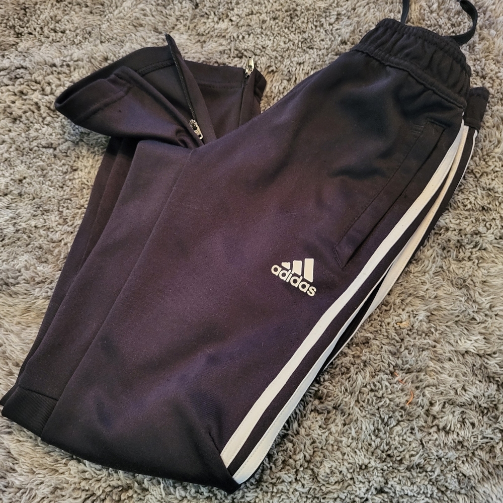 ADIDAS ATHLETIC/ SPORT JOGGERS W POCKETS, DRAWSTRING &ZIPPERED @ THE ANKLES SZ S